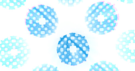 Blurred abstract background with bright holiday patterns. Blank background in blue colors with empty space for text and festive patterns and light rays.