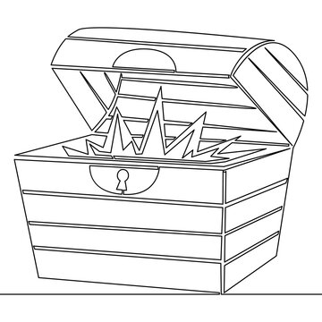 Continuous line drawing Open treasure chest