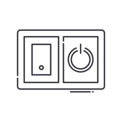 Power switch icon, linear isolated illustration, thin line vector, web design sign, outline concept symbol with editable stroke on white background.