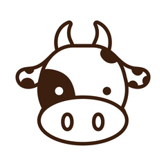 cute little cow kawaii animal line style