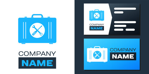 Logotype Toolbox icon isolated on white background. Tool box sign. Logo design template element. Vector.