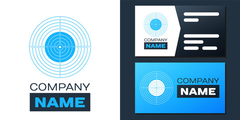 Logotype Target sport for shooting competition icon isolated on white background. Clean target with numbers for shooting range or pistol shooting. Logo design template element. Vector.