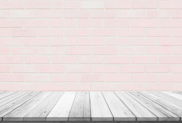 Empty Background of wide pink brick wall texture. White brick wall concrete or stone pattern nature, wallpaper limestone abstract floor/Grid uneven interior rock. Home & office design backdrop.