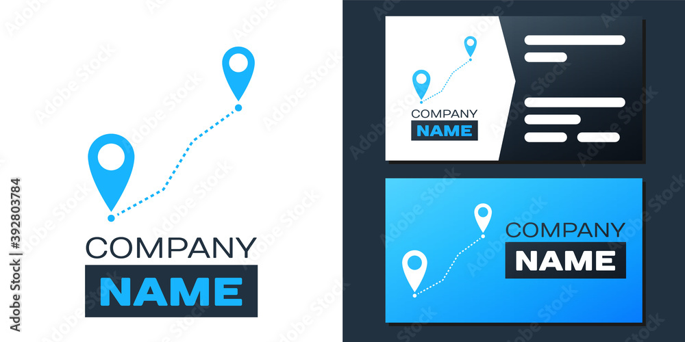 Poster logotype route location icon isolated on white background. map pointer sign. concept of path or road