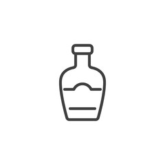 Whiskey bottle line icon. linear style sign for mobile concept and web design. Brandy bottle outline vector icon. Symbol, logo illustration. Vector graphics