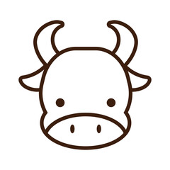 cute little bull kawaii animal line style