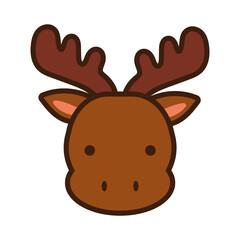 cute little deer kawaii animal line and fill style