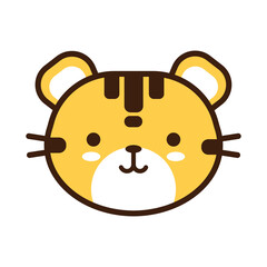cute tiger little kawaii animal line and fill style