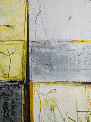 Paint on Canvas: Abstract Art in Yellow, Black, Gray and White - Background