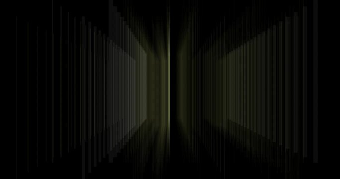 Light rays on a dark background flicker, approach, twist into a funnel and return to their original state, creating a closed loop