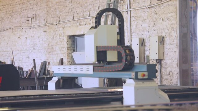 Gas cutting, cnc cutting work. Automatic machine for cutting metal parts
