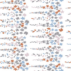  Floral vector seamless pattern. Simple stylized flowers and leaves background made with clipping mask for easy editing.