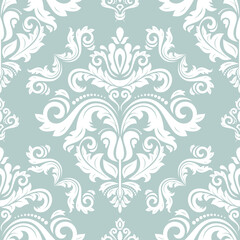 Orient vector classic pattern. Seamless abstract background with vintage elements. Orient light blue and white background. Ornament for wallpaper and packaging