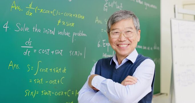 Senior professor teaching calculus