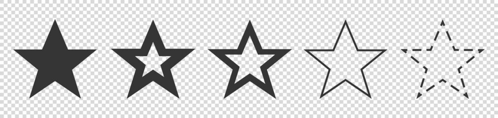Different Star Symbols - Vector Illustration Set - Isolated On Transparent Background