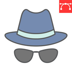 Spy agent color line icon, security and detective, hacker sign vector graphics, editable stroke filled outline icon, eps 10.