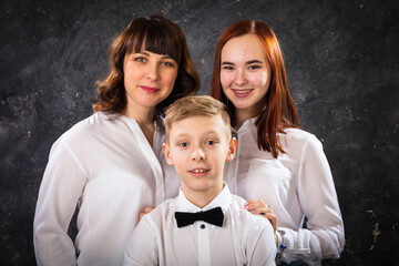 Cheerful middle aged woman with her children