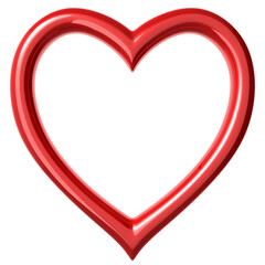 3D illustration of big red heart isolated on white background.