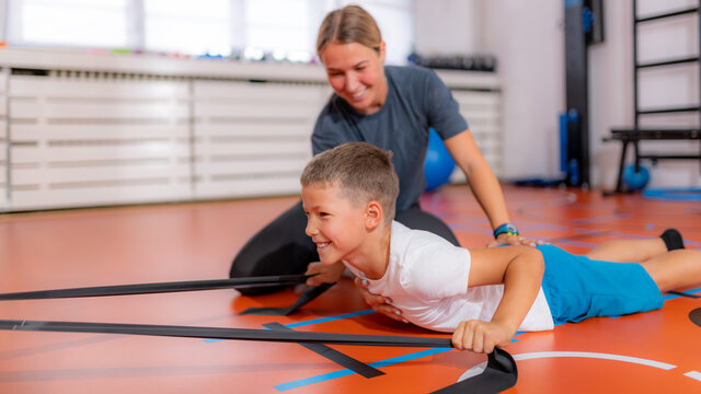 Back Exercise For Children, Using Resistance Bands