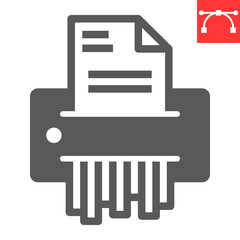 Paper shredder glyph icon, security and paperwork, document shredder sign vector graphics, editable stroke solid icon, eps 10.
