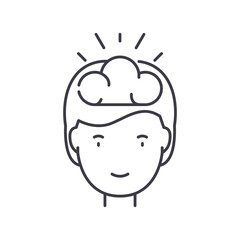 Positive thinking icon, linear isolated illustration, thin line vector, web design sign, outline concept symbol with editable stroke on white background.