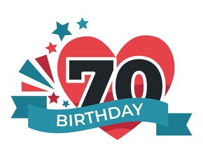 70 birthday anniversary celebration festive isolated icon