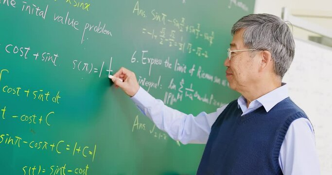 Senior professor teaching calculus