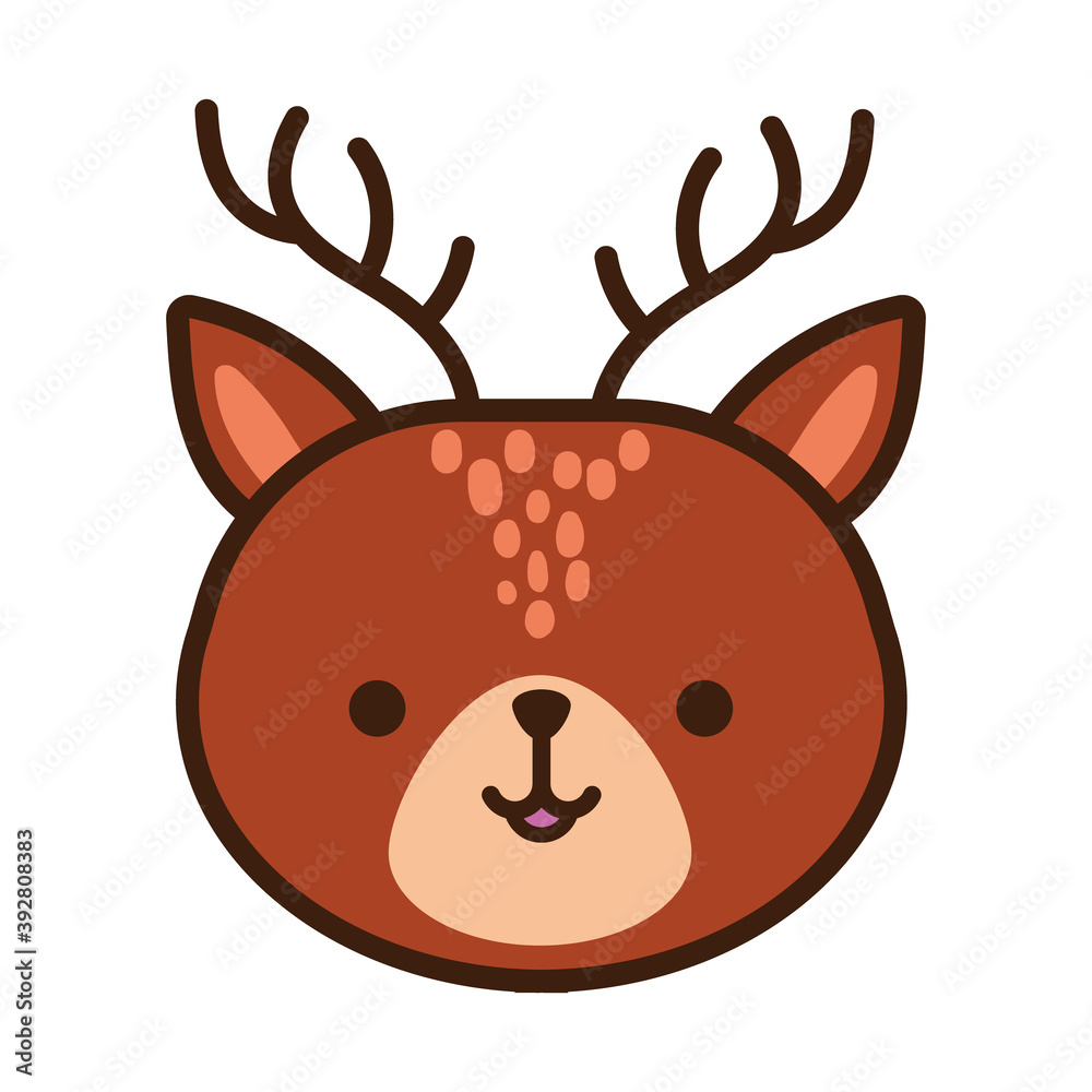 Canvas Prints cute little reindeer kawaii animal line and fill style