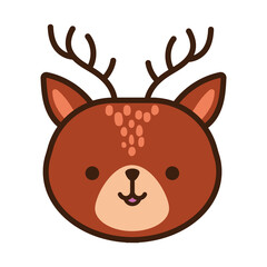 cute little reindeer kawaii animal line and fill style
