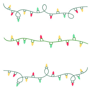 Christmas garlands vector icon set. New year light strand illustration sign collection. Christmas lights symbol.