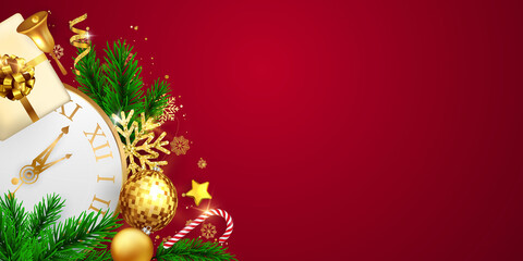 Merry Christmas and Happy New Year background. Celebration background template with ribbons. luxury greeting rich card.