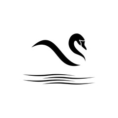 Fototapeta premium Swan on wave logo sign icon isolated on white background