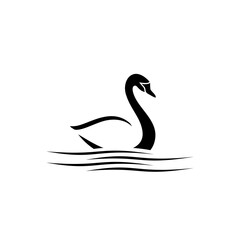 Swan on wave logo sign icon isolated on white background