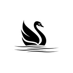 Swan on wave logo sign icon isolated on white background © sljubisa