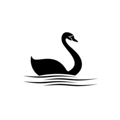 Swan on wave logo sign icon isolated on white background