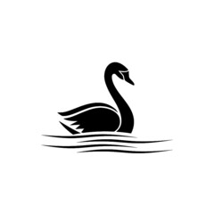 Swan on wave logo sign icon isolated on white background