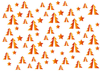 Eine Illustration einer wundervollen, weihnachtlichen Landschaft mit Bäumen und Sternen