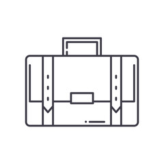 Portfolio case icon, linear isolated illustration, thin line vector, web design sign, outline concept symbol with editable stroke on white background.