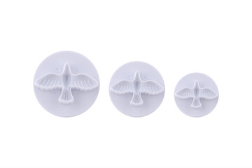 Plastic cutter for mastic isolated on white background. Mold, bakeware. Top view, flat lay