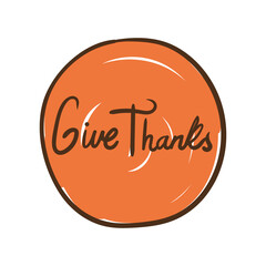 give thanks lettering hand draw style icon