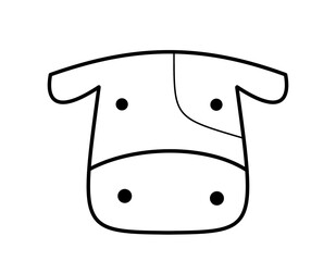 牛(模様ツノなし)の顔(線画)
