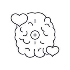 Positive psychology icon, linear isolated illustration, thin line vector, web design sign, outline concept symbol with editable stroke on white background.