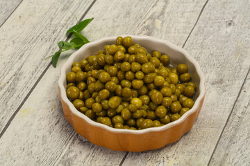Canned Green peas in the bowl
