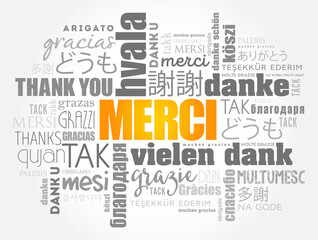 Merci (Thank You in French) word cloud concept