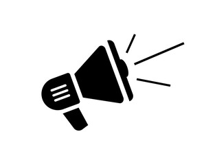 Megaphone loudspeaker shout icon vector, speakerphone bullhorn announcement symbol shape silhouette isolated