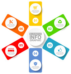 Business infographic vector template with 6 options
