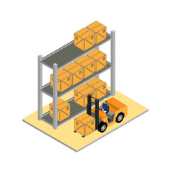 Warehouse storage and distribution of cargo with forklift