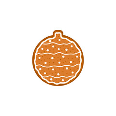 Cute chocolate cookies in toy shape. Christmas gingerbread cartoon symbol. Vector illustration isolated on white.