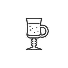 Glass Of Irish Coffee line icon. linear style sign for mobile concept and web design. Cocktail cup outline vector icon. Symbol, logo illustration. Vector graphics
