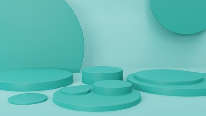 3D Green Circle Podium, good for placing a lot of product